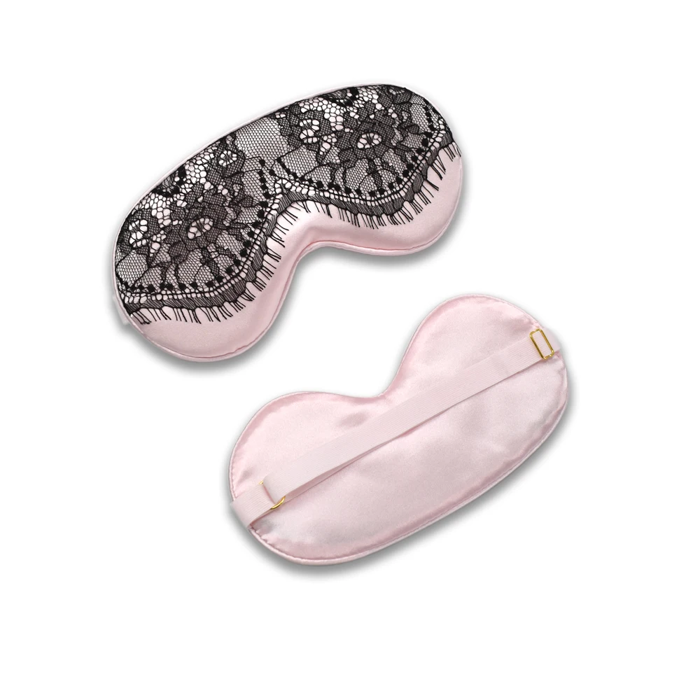 
luxury woman custom silk Travel Sleep Eye Mask with Embroidery 