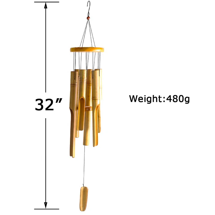Bamboo Wind Chimes For Outdoor And Indoor Wooden Wind Chime With Amazing Deep Tone For Patio
