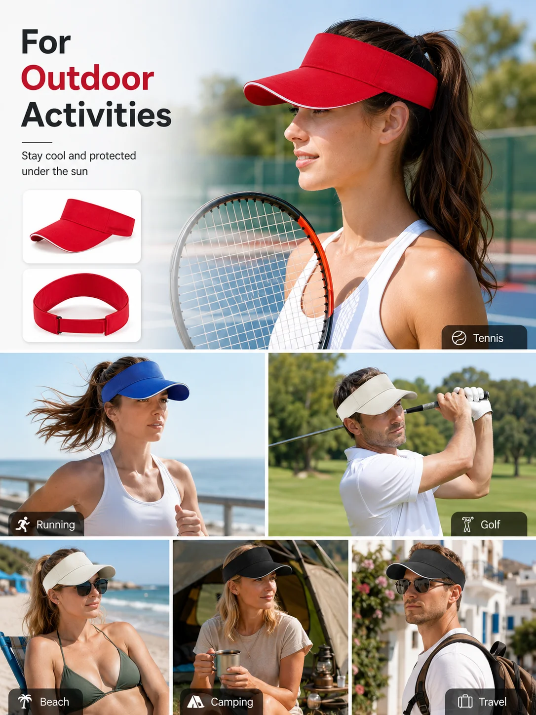 Custom Logo Outdoor Sun Visor Hat Breathable Sport Sun Hat Sun Protection Hat Wholesale OEM