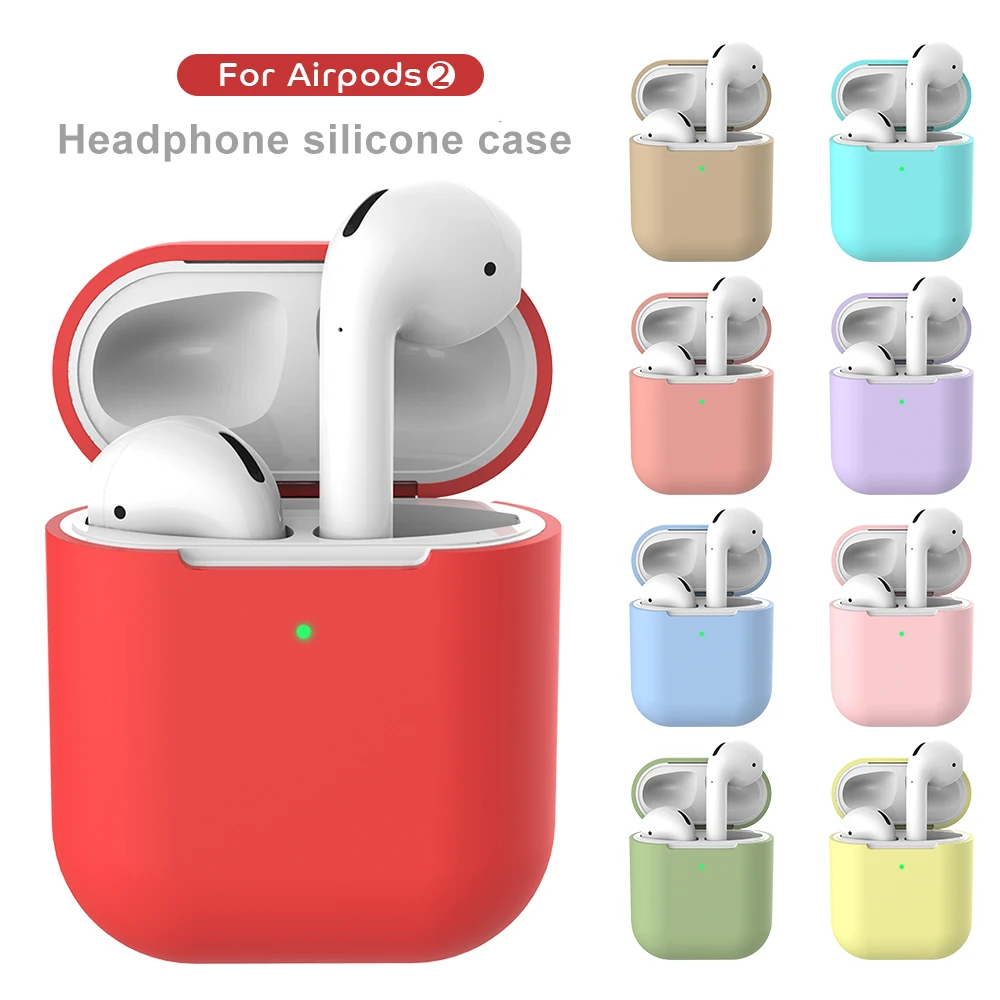

Earphone Case For AirPods 2 Silicone Cover Wireless Bluetooth Headphone Air Pods Pouch Protective For AirPod Silm Case
