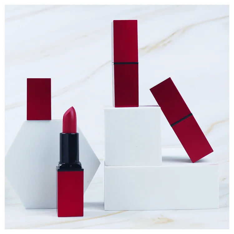 Design Your Own Logos 5 Colors Cosmetic Waterproof Private Label Logo Christmas Matte Lip Stick Square Tube Charm Lipsticks