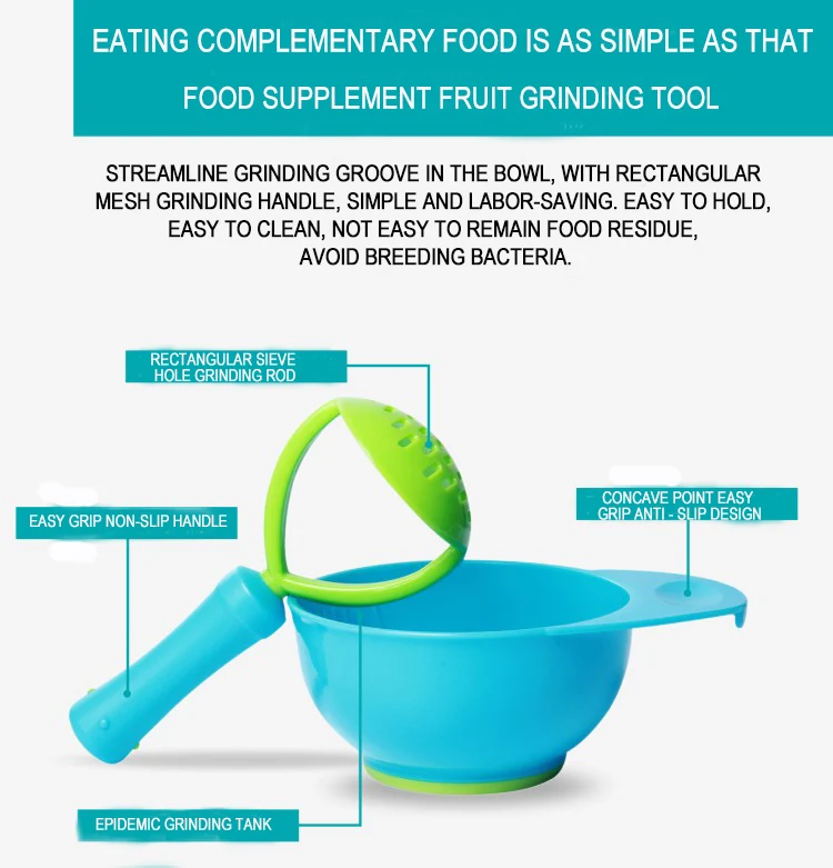 Hot New Fruit Supplement Grinding Tool Food Masher Baby Grinding Bowl