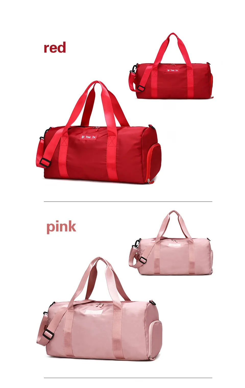 Pink Travel Gym Bag For Women Duffle Crossbody Sport Bag Fitness Outdoor Gym Bag With Shoe