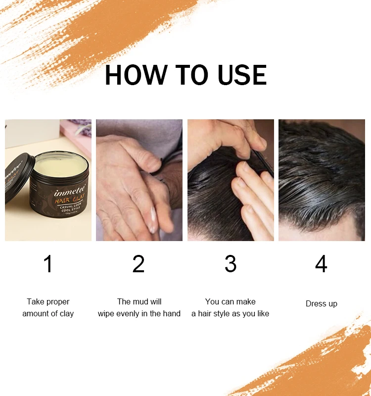 Fashion Style Cream Hair Clay For Men Hair Healthy 120g Customs Paste Edge Control Cool Style
