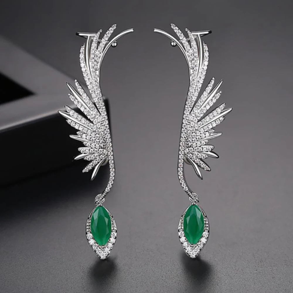 product-Charming Gemstone Waterdrop Feather Colombian Earings For Women-BEYALY-img