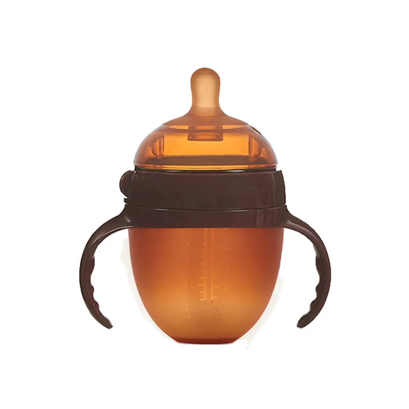 
Nano silver brown feeding bottle 100% Food Grade hands free baby silicone milk baby feeding bottles 