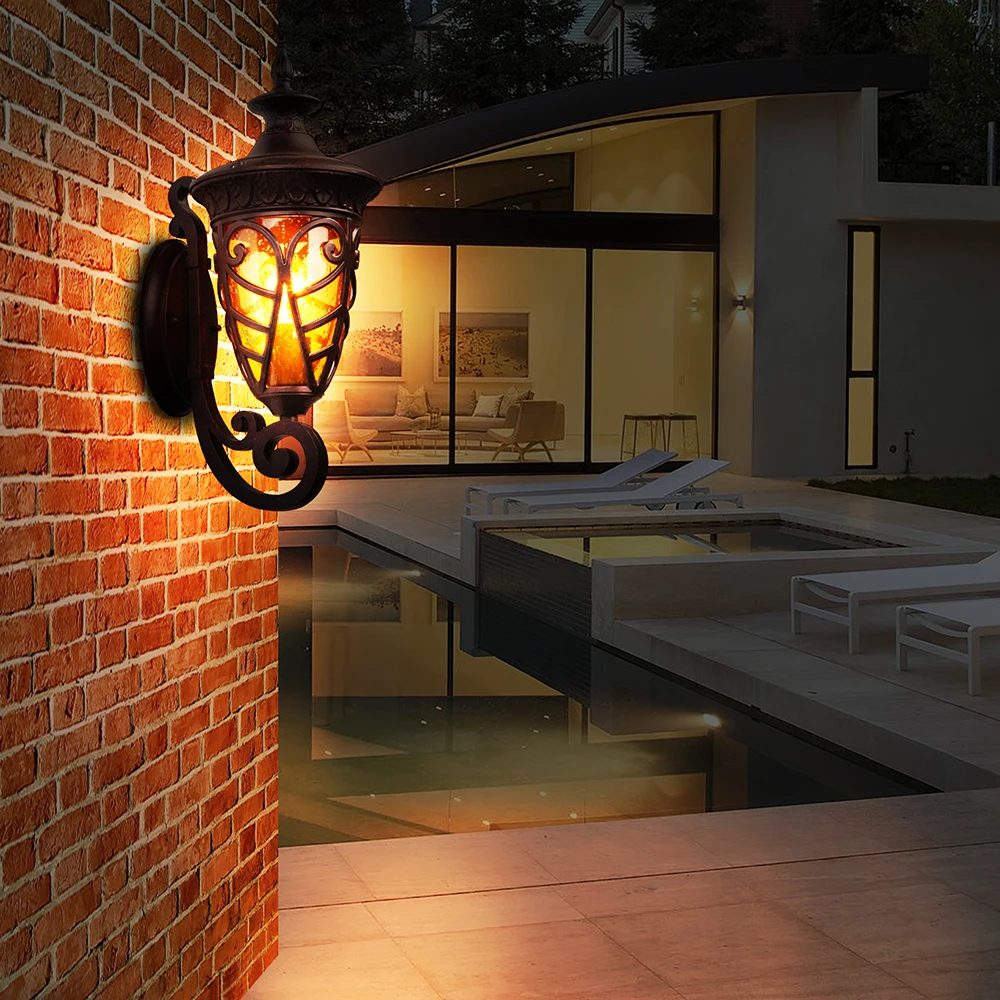 European style antique solar wall lights outdoor waterproof wall lantern villa garden exterior lamp wall mounted indoor lights