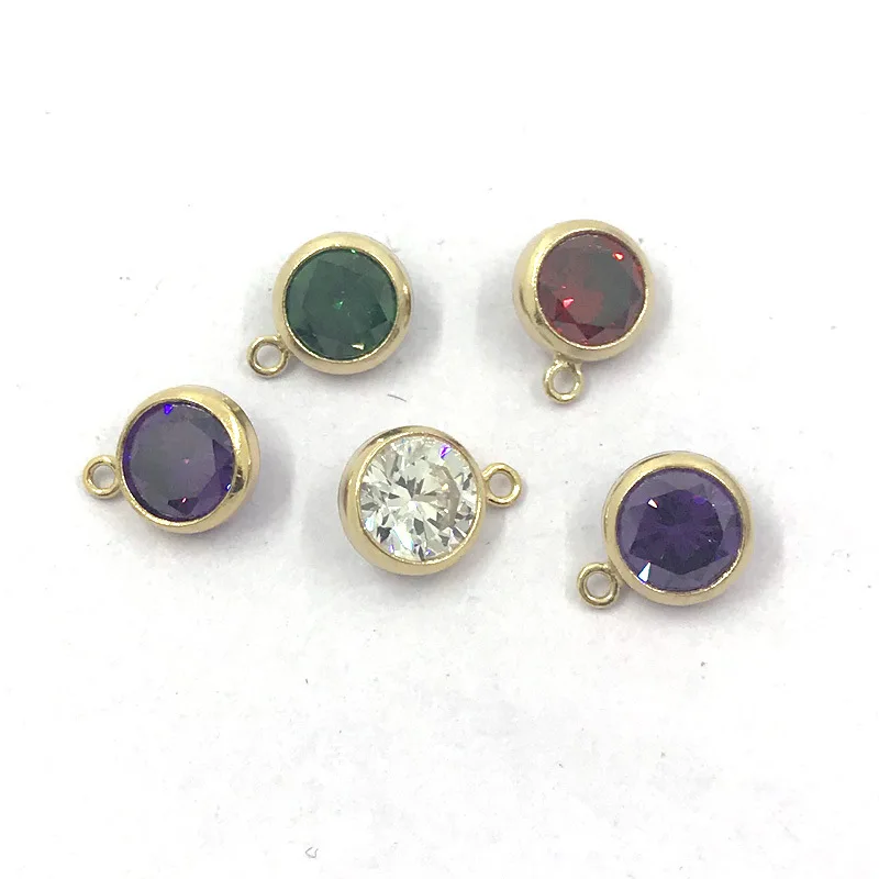 Wholesale 14K Gold Handmade round Zircon Pendant DIY Jewelry Accessory Findings Long-lasting Not Fadingcharm