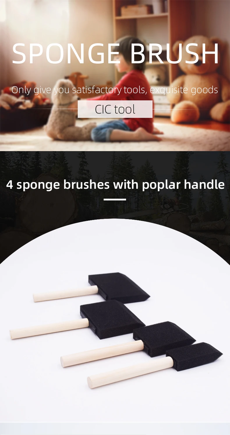 Cic Wooden Handle Foam Paint Brush Small Sponge Brush For Paint Buy