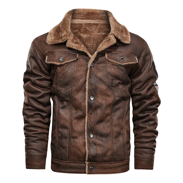 Winter Suede Jacket Men Motorcycle 