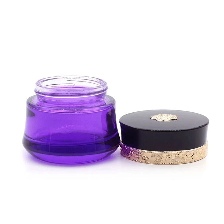 New Product Wholesale 50g Luxury Purple Glass Cosmetic Cream Jar With Black Lid Buy Purple