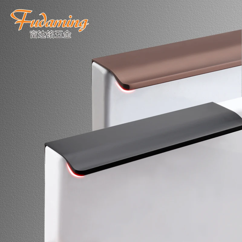 
America style invisible black long handle for cabinet door wardrobe door drawer door free punching 