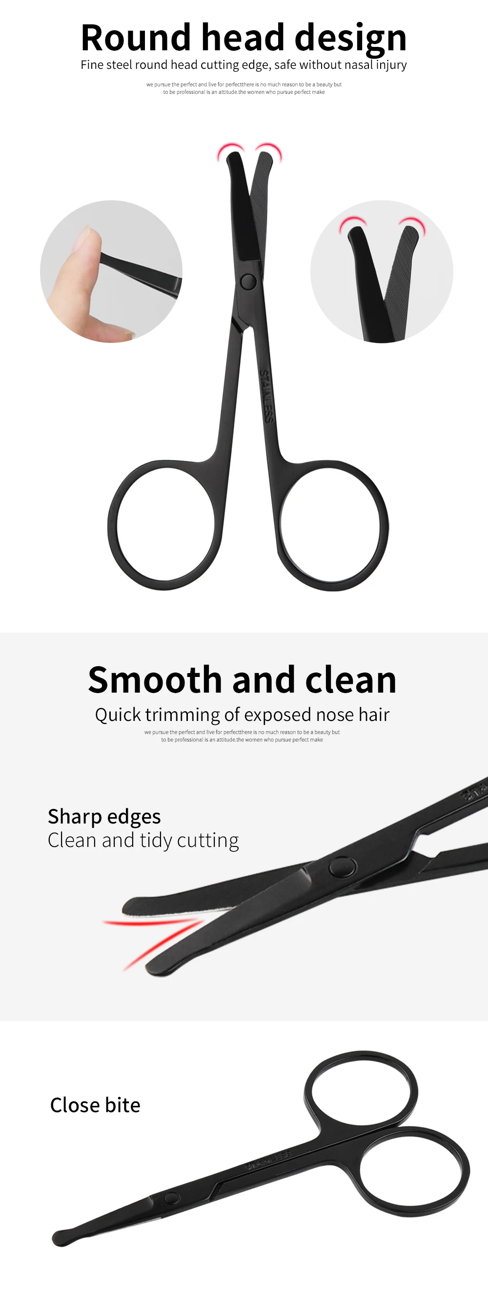 Customized Professional 8.8cm Black Nose Hair Scissors Buy Nose Hair