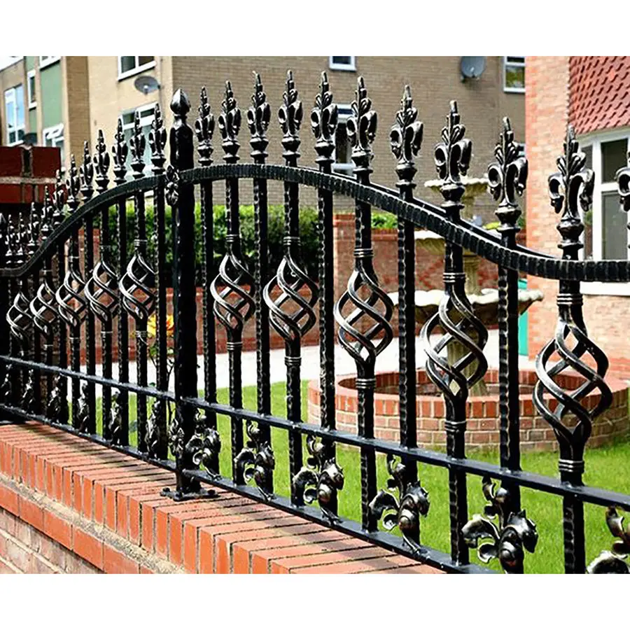 Cheap Wrought Iron Fence Panel Black Galvanized Steel Fence Garden
