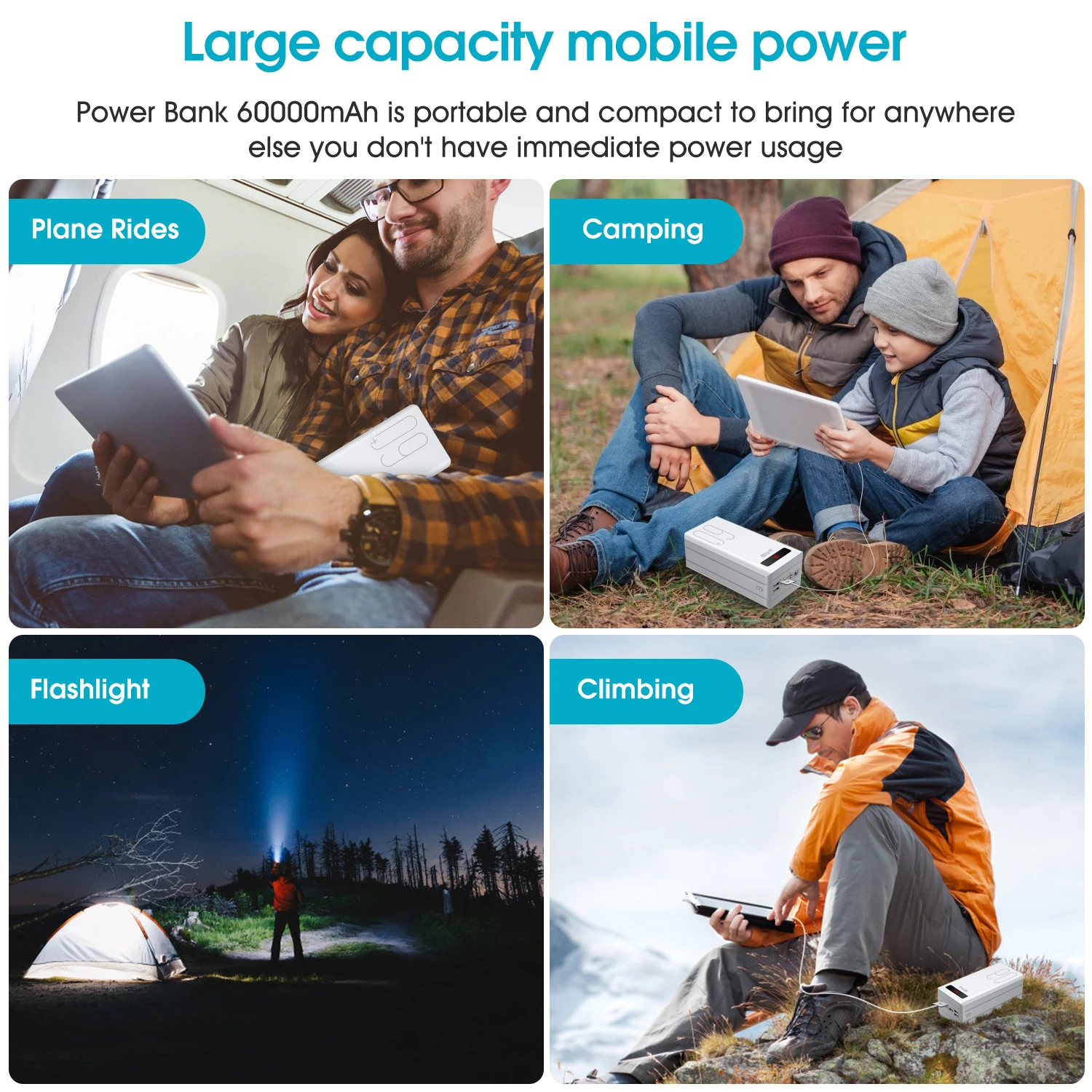 OEM Power Bank 60000mAh super capacity fast charging Portable Charger LED Light Poverbank Powerbank External Battery - ANKUX.COM
