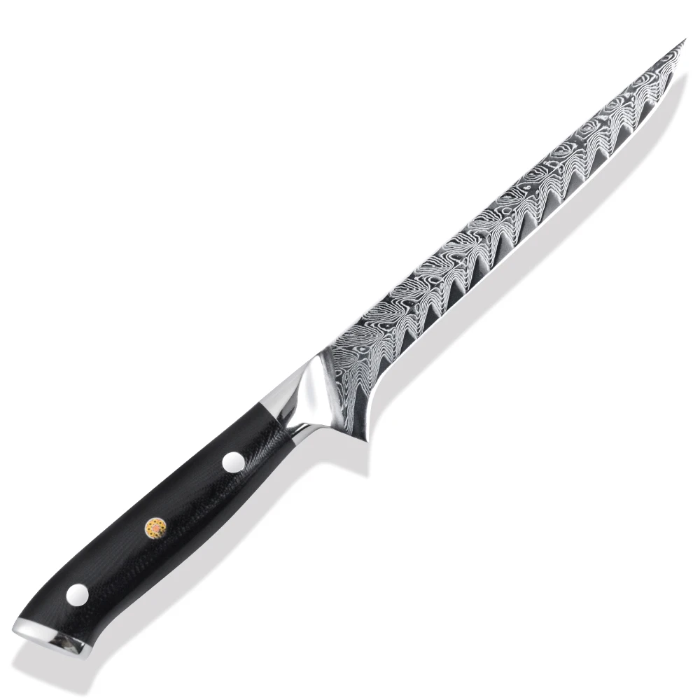 xh150bn1 fish filleting knife slant butt g10 handle mosaic