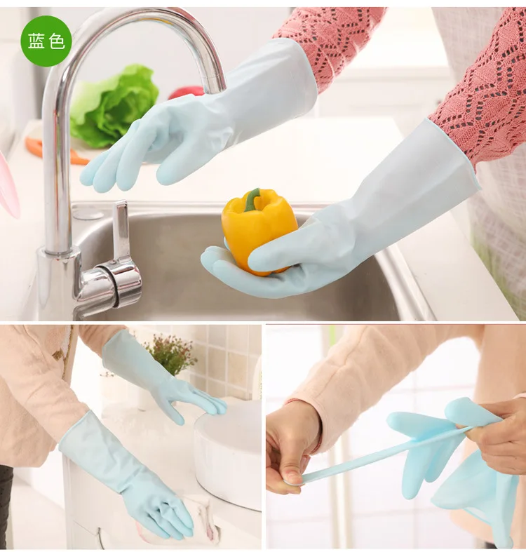 Dishwashing Gloves Female Waterproof Rubber Latex Gloves Thin Kitchen ...