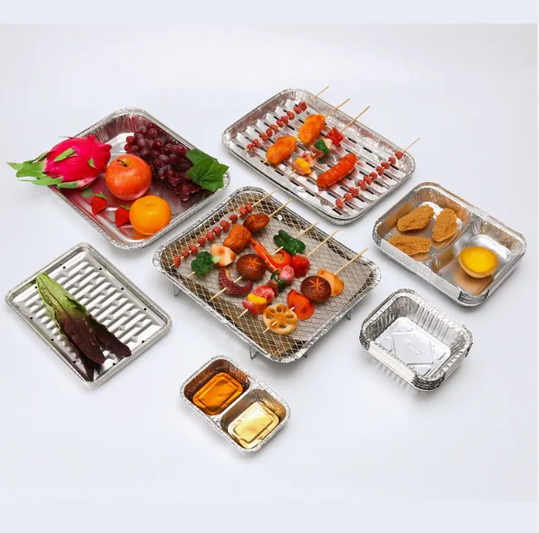 Fast Food Microwavable Oven Airline Meal Tray Takeaway Aluminum Foil Packing