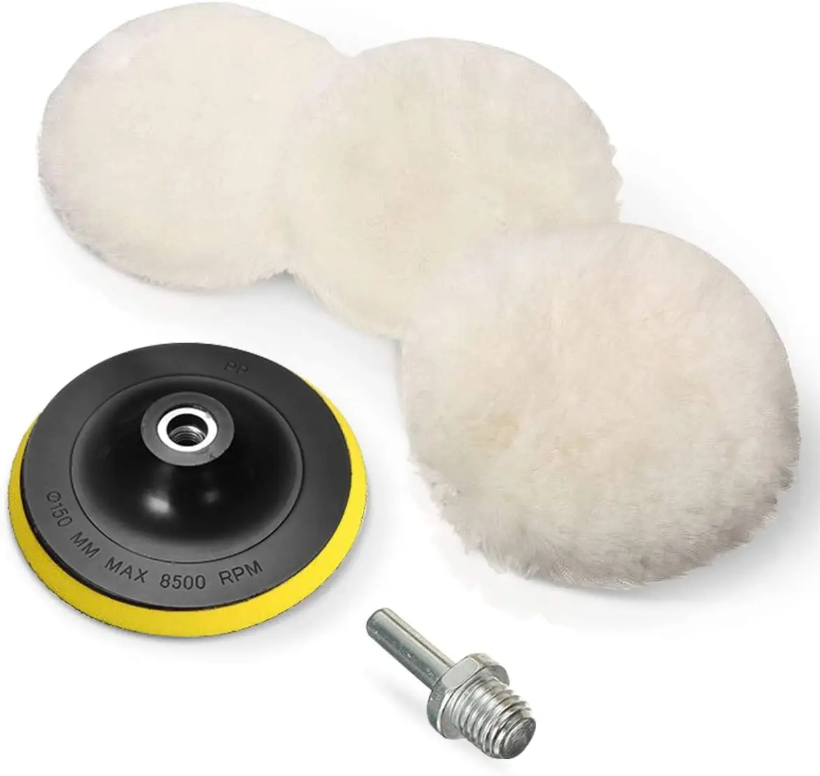 Agatige 5PCS Felt Polishing Pad, 3.1 Inch Wool Polishing Buffing Pad With Alloy Steel Base, Glass Polishing Pads Oscillating Multitool