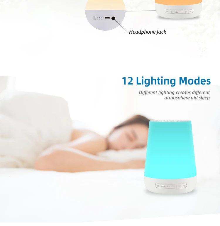 Portable white noise machine sleep sound machine with 12  light modes and 28 nature sounds for Adult