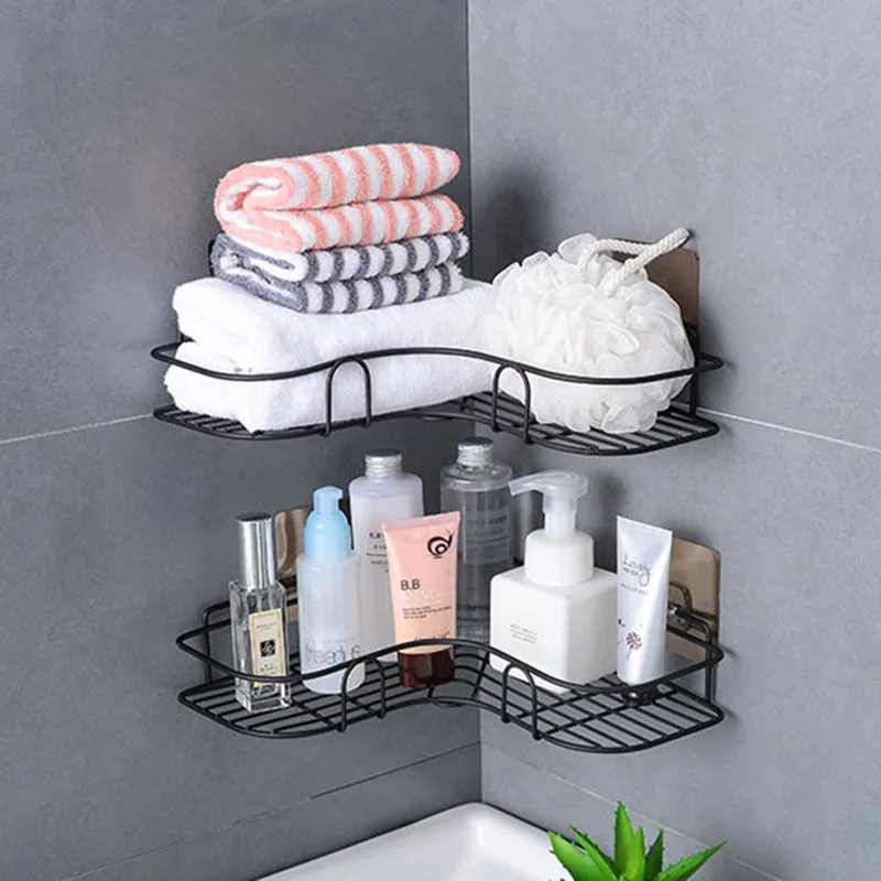 Bathroom Shelf Shower Wall Mount Shampoo Storage Holder With Suction ...