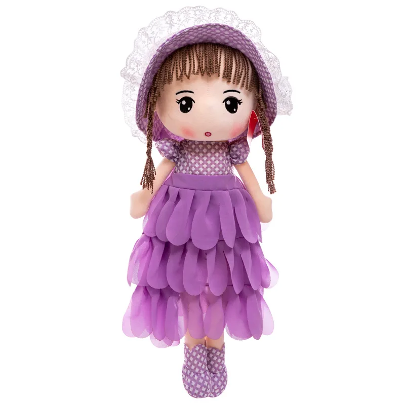 New Lovely Baby Girl Plush Doll Soft Toy With Beauty Dress And Hat