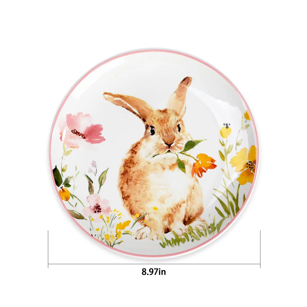 Custom Round Ceramic Easter Bunny Appetizer Plates Assorted 4 Dinnerware Salad Plate Sets Buy