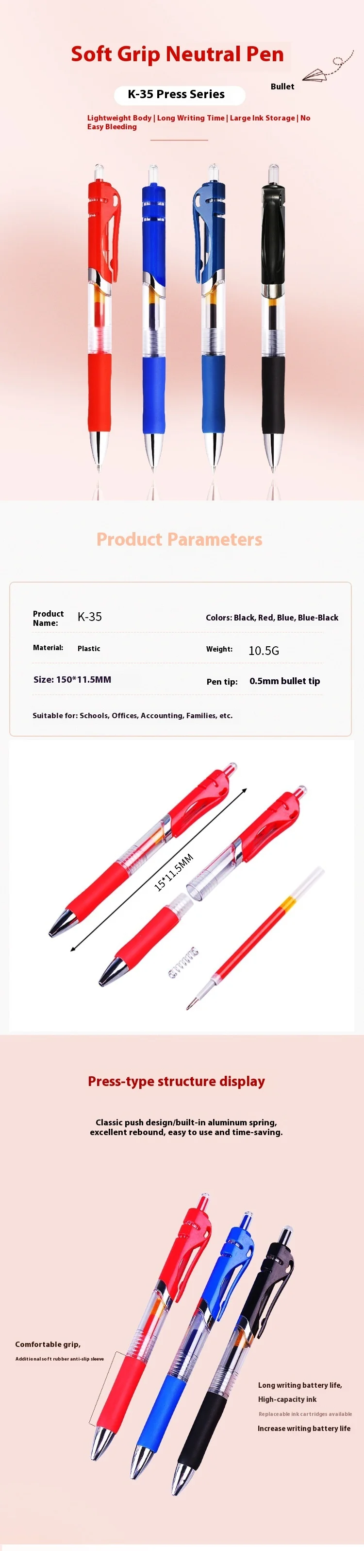 Intrekbare gelpen professionele signatuurpen met eigen logo_voghion.com