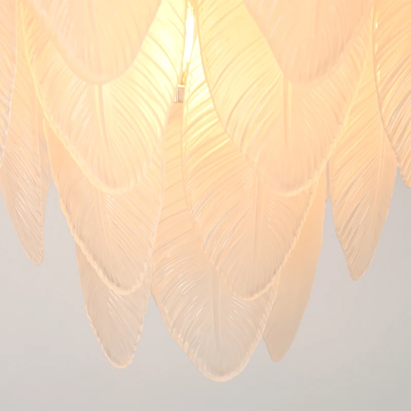 Glass Feather Plume Modern handmade Nordic bedroom Luxury  New Chandelier