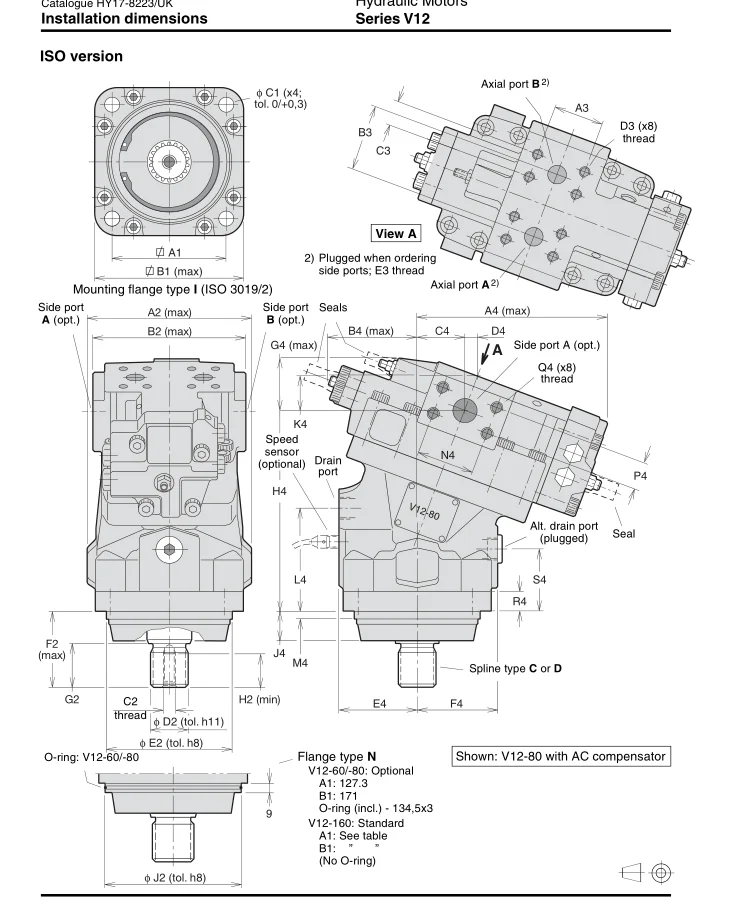 V12 Series Parker Orbit Axial Hydraulic Motor V1216 V1280 V12160