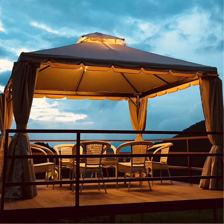 Double Soft Top Large,Garden Gazebos Modern Aluminum Metal Outdoor Pavilions Cover Waterproof Fabric Canvas With Mesh Curtain/ - Buy Gazebo Soft Top,Modern Pavilion Gazebo,Metal Gazebo With Fabric Roof Product on Alibaba.com