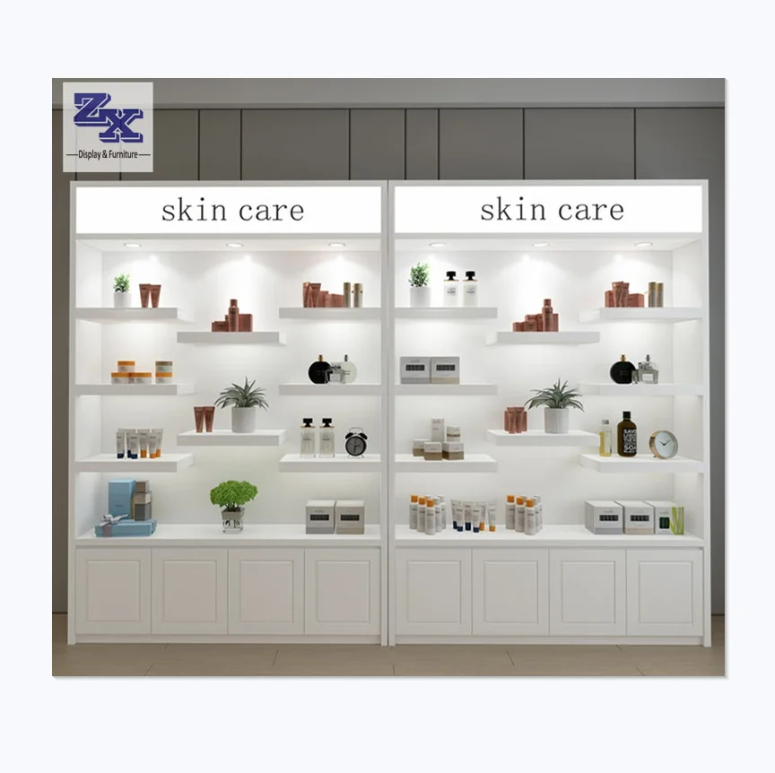 Top sale shopping mall cosmetic shop display furniture skin care display cabinets skin care shop shelves