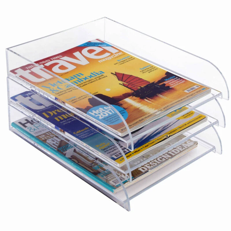 Clear Acrylic Stacking Letter Tray Transparent Acrylic Paper Tray