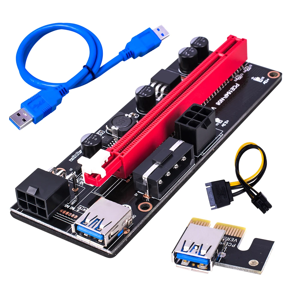 

VER 009S PCI-E 1X to 16X LER VER009S Riser 009 mining Card Extender PCI Express Adapter USB 3.0 Cable Power