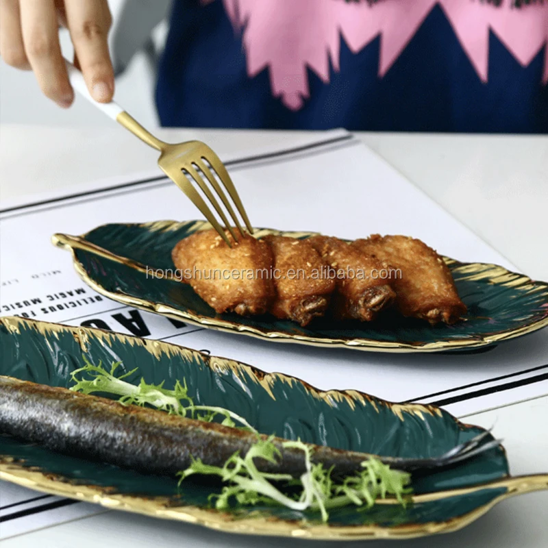 European-style ceramic tableware creative banana leaf plate snack plate storage tray storage plate