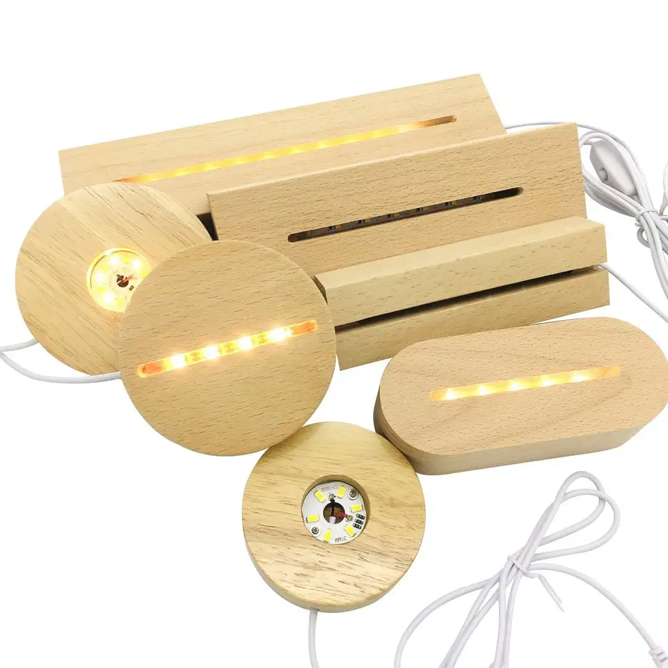 Wholesale Wood Led Night Light Base Wooden 3d Led Lamp Base For 3d ...