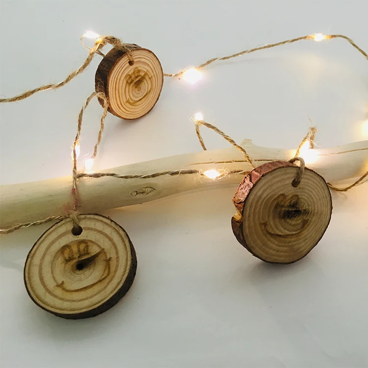 Smiley Round wood chips christmas decoration lights for Home/ Party/ Wedding