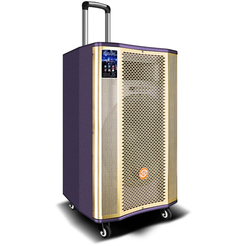 15" inch 200W big power outdoor karaoke wooden trolley speaker portable bluetooth speaker - ANKUX.COM
