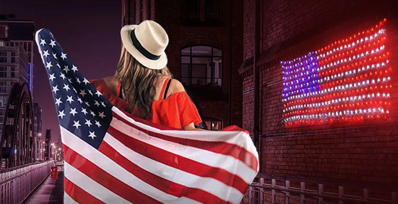 Details about   USA Flag Lights LED American Flag Net String Light Hanging Garden Yard Decor 