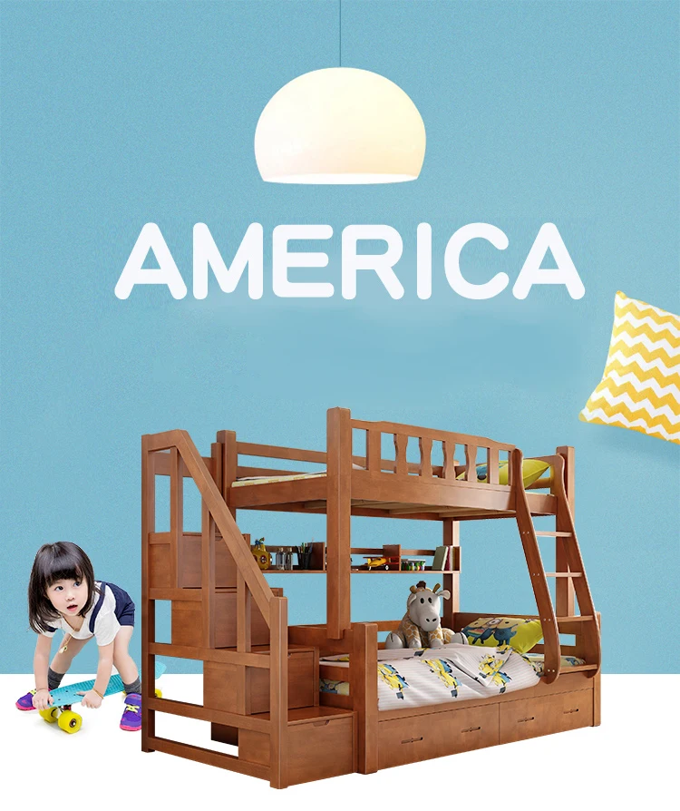 Adult Twin Over Full Wooden Bunk Bed For 3 People Children Bunk Double