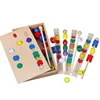 wooden memory match Trisomy Six Colors Beads Baby Sensory Toys Child Montessori Educational memory training game