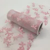 Cute flower design Flocked Tulle Roll or Spool for decoration and Gift Bow