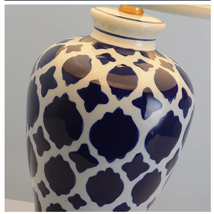 New modern Blue and White Porcelain Chinese Jar Ceramic Table Lamp for home hotel