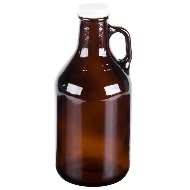 Personalized Etched 32oz Amber Glass Growler 