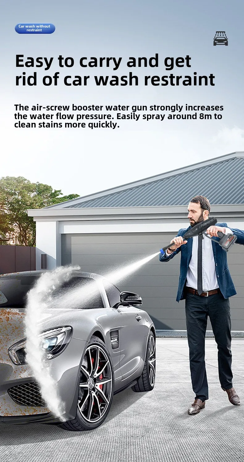 MDHL Exclusive High-Pressure Portable Wireless Charging Car Washer Gun Tool Kit New Portable Wireless Charging Car Spray Gun