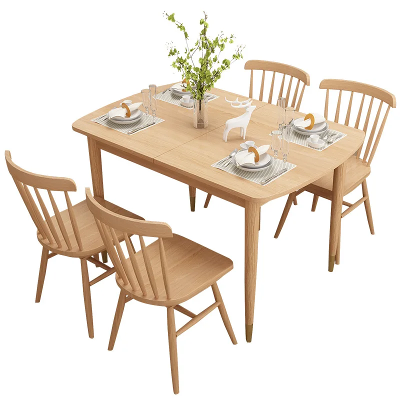 product-natural wood color home furniture popular luxurysoild wooden dining room table sets for smal-2