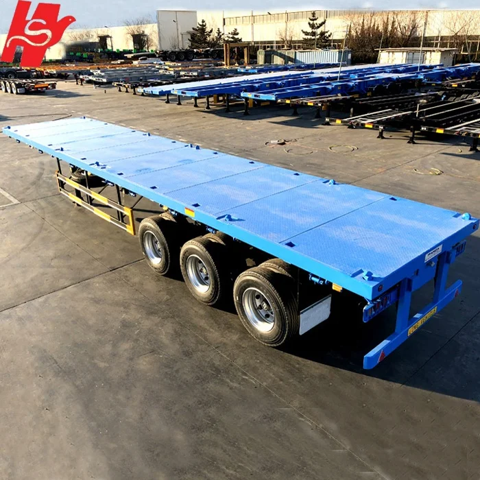中国工厂出口最优惠的价格 3 轴 40 英尺 40ton 平板集装箱 smi 拖车