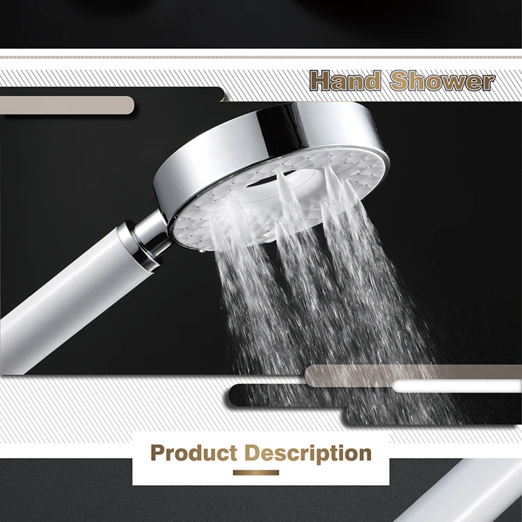 HIDEEP Bathroom Shower Accessories White Round ABS Three Function Rain Held Hand Shower