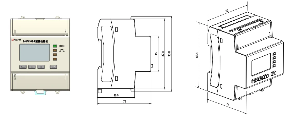 Dc Energy Meter Acrel Djsf1352-rn Din Rail Bi-directional Active ...