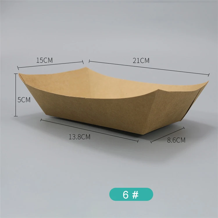 Custom Print Food Container No Cover Chicken Rice Lunch Vessel Type Snack Kraft Paper Food Tray